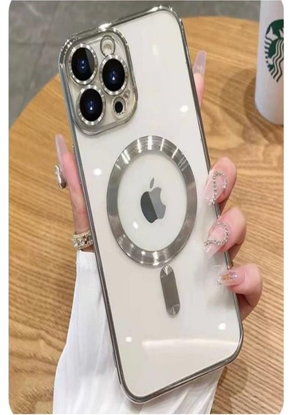 iPhone 13 Pro Kılıf Magsafe Köşeleri Renkli Lüx Şeffaf Kamera Lens Korumalı