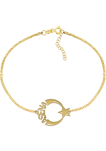 Isimli Ay Yıldız Gümüş Bileklik
