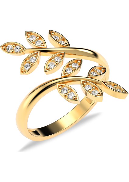 Ikili Sarmaşık Ayarlanabilir Altın Kaplama Gümüş Yüzük