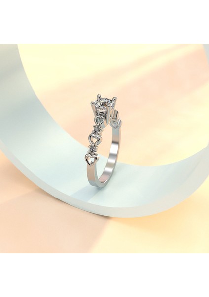 Kalpli Tek Taş Pırlanta Montür Beyaz Gümüş Yüzük modelleri