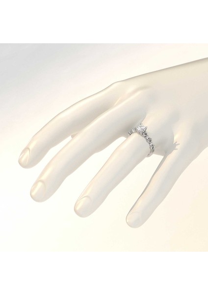 Kalpli Tek Taş Pırlanta Montür Beyaz Gümüş Yüzük indirimleri