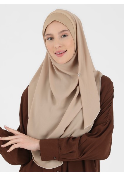Mikro Krep Türban Şal - Bej - Ecardin