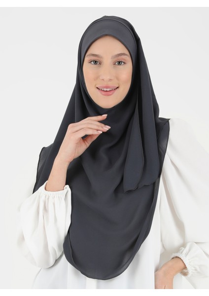 Mikro Krep Türban Şal - Antrasit - Ecardin