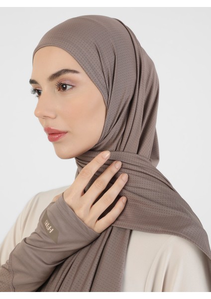 Pro Scarfs Sport 2`li Şal Kolluk Set - Koyu Vizon - Ecardin