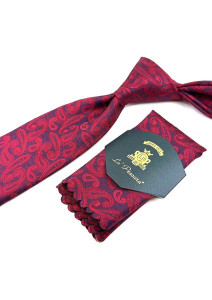 Kırmızı Şal Desen Mendilli Klasik Kravat KK11405 fiyatları