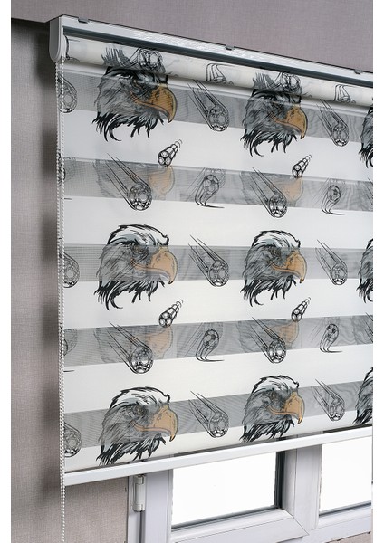 Beşiktaş Taraftar Kartal Desenli Genç Odası Zebra Stor Güneşlik Perdeler