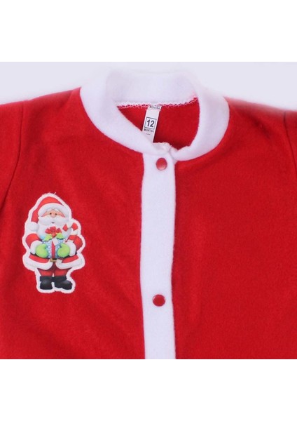 Kırmızı Noel Baba Armalı Şapkalı Polar Bebek Yılbaşı Tulum modelleri