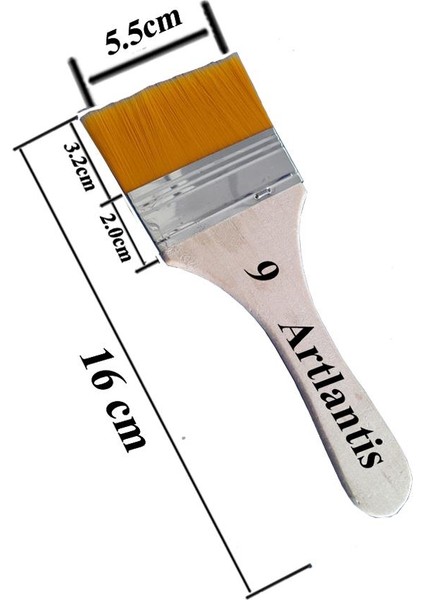 Zemin Fırçası 9 Numara Sentetik Ipek Uçlu Kıl Akrilik Guaj Yağlı Boya Fırçası Zemin Fırça No:9 1 Adet