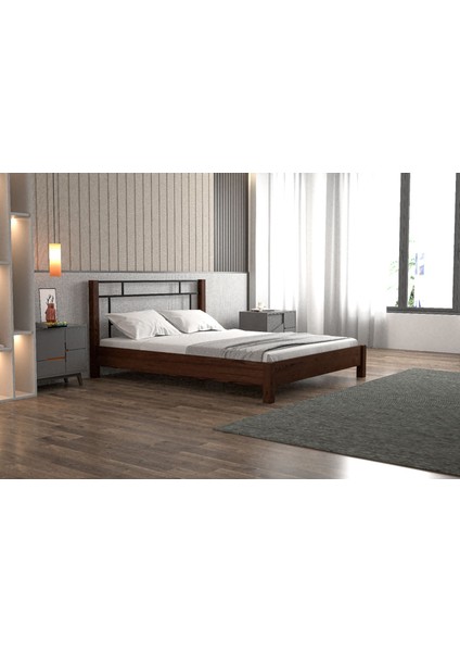 Yap-Sa Home Feza-Metal Başlıklı Doğal Ahşap Karyola
