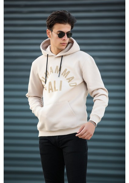 Muhammadali Baskılı Sweatshirt Regular Fit-Bej