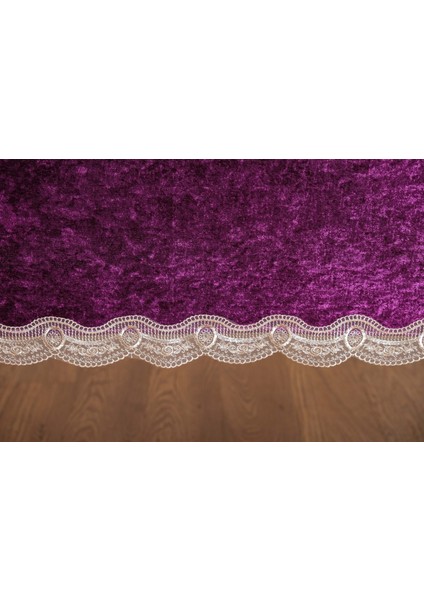 Pera Lüx Dantelli Kadife Kumaş Mor Masa Örtüsü 160X220 cm - 1420 fırsatları