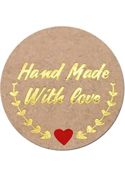 Sticker Kraft Gold Yaldızlı- Handmade With Love- 50 Adet 2 5 cm