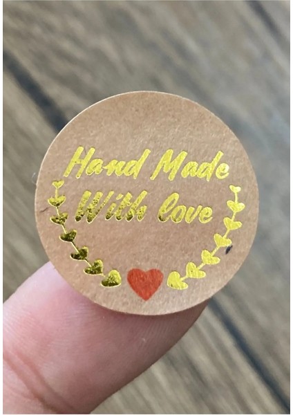 Sticker Kraft Gold Yaldızlı- Handmade With Love- 50 Adet 2 5 cm