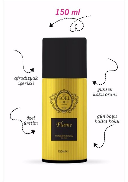 Deodorant Sprey Parfüm Içerikli Flame 150 ml