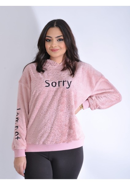 Kadın Peluş Sweatshirt Ince Yapılı Örme