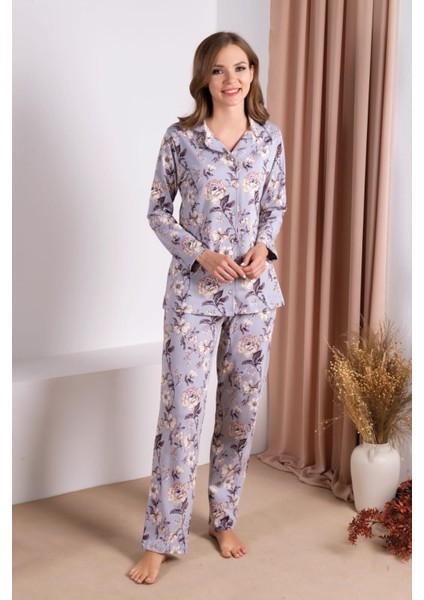 Uzun Kol Mevsimlik Kadın Pijama Takım L
