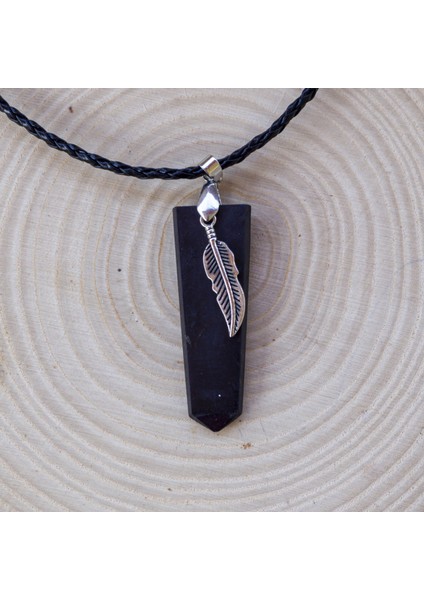 Tüy Sembollü Şungit Kolye