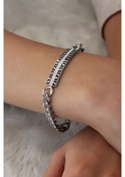 Çelik Gümüş Renk Zincir Model Zirkon Taşlı Kadın Bileklik fiyatları