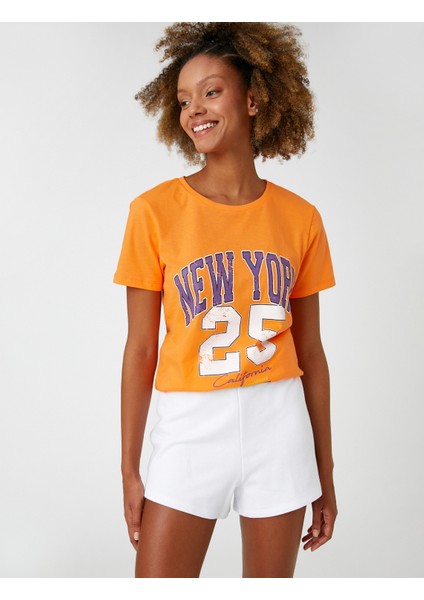 Kolej Baskılı Tişört Bisiklet Yaka Kısa Kollu fiyatları