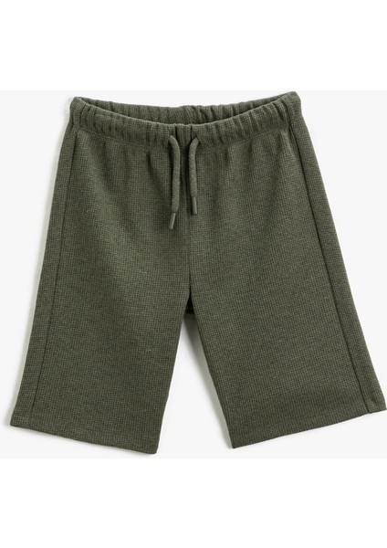 Beli Bağlamalı Basic Şort Dokulu