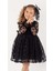 Mnk Iri Puantiyeli Siyah 10 Yaş Kız Dantel Elbise 3