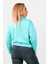 Kadın 2 Iplik Yarım Balıkçı Düşük Kol Sweatshirt Turkuaz 5