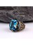 Blue Topaz Taşlı Erkek Gümüş Yüzük 1