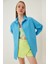 Kadın Mavi Oversize Uzun Basic Gömlek HZL22W-BD139001 1