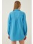 Kadın Mavi Oversize Uzun Basic Gömlek HZL22W-BD139001 4