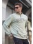 Mint Yeşili Fermuar Yakalı Nakışlı Sweatshirt 6026 1