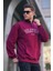 Bordo Fermuar Yakalı Nakışlı Sweatshirt 6026 1