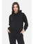Kadın Üç Iplik Oversize Kapüşonlu Siyah Sweatshirt 1