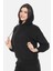 Kadın Üç Iplik Oversize Kapüşonlu Siyah Sweatshirt 4