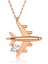 Tek Taşlı Uçak Rose Gümüş Kolye 1