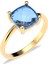 Kare Aqua Taşlı Tektaş Altın Kaplama Gümüş Yüzük 1