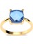 Kare Aqua Taşlı Tektaş Altın Kaplama Gümüş Yüzük 2