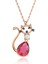 Fuşya Damla Taşlı Kedi Rose Gümüş Kolye 1