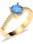Yuvarlak Aqua Taşlı Altın Kaplama Gümüş Yüzük 1