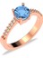Yuvarlak Aqua Taşlı Rose Gümüş Yüzük 1