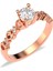 Kalpli Tek Taş Pırlanta Montür Rose Gümüş Yüzük 1