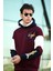 High Nakışlı Oversize Sweatshirt - Bordo 1