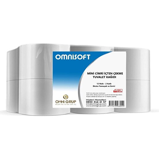 Omnisoft 3 kg Mini Cimri Içten Çekmeli Tuvalet Kağıdı 12 Rulo