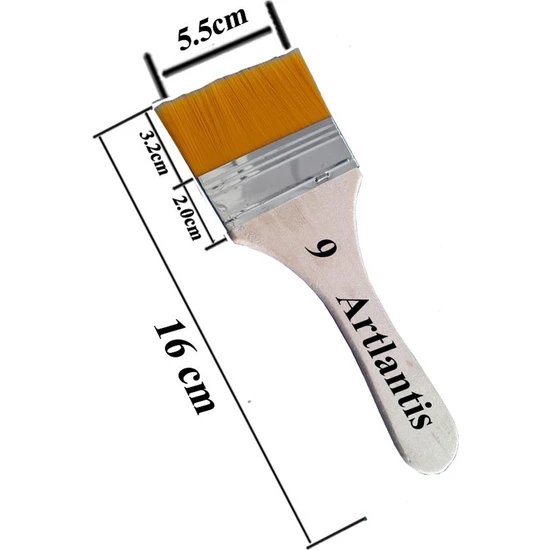Artlantis Zemin Fırçası 9 Numara Sentetik Ipek Uçlu Kıl Akrilik Guaj Yağlı Boya Fırçası Zemin Fırça No:9 1 Adet