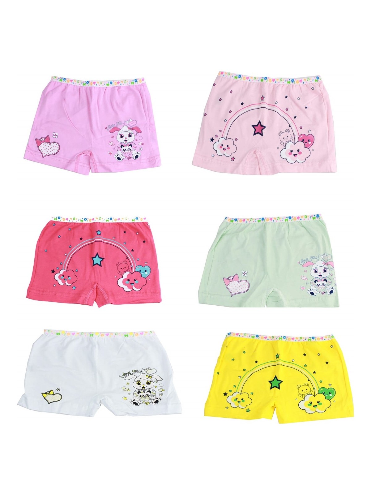 Tutku 6'lı Paket Baskılı Elastan Kız Çocuk Külot Boxer Şort - Görsel 3