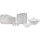 Karaca Fine Bone White Platin 60 Parca 12 Kisilik Kare Yemek Takimi Yemek Takimlari