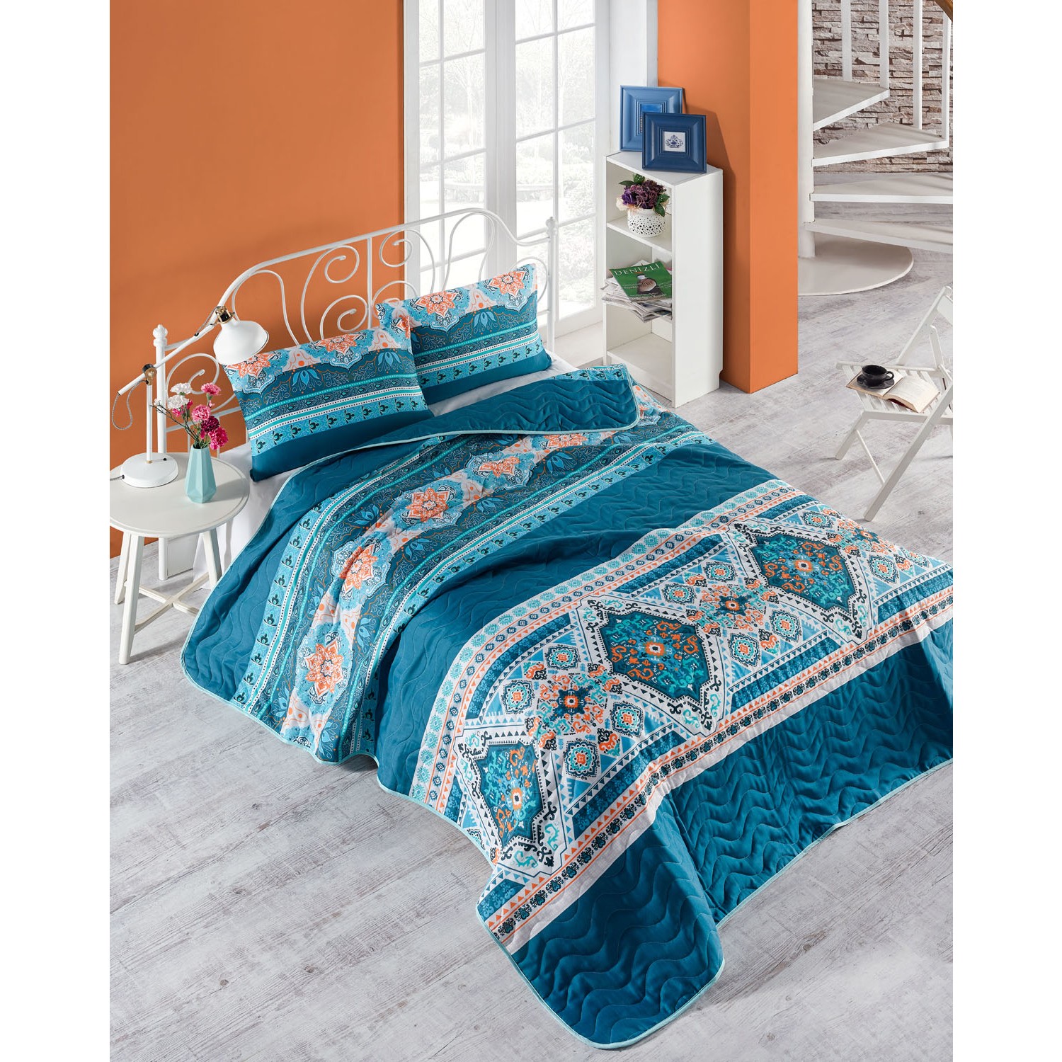 Eponj Home Kapitone Yatak Örtüsü Seti Çift Kişilik Rug
