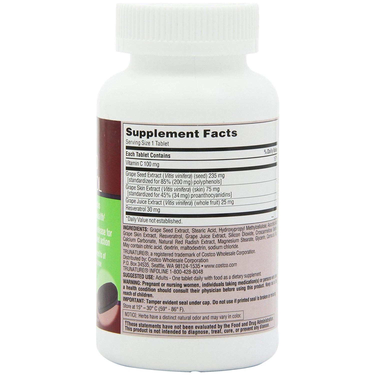 Trunature Grape Seed Resveratrol 150 Tablets Fiyatı