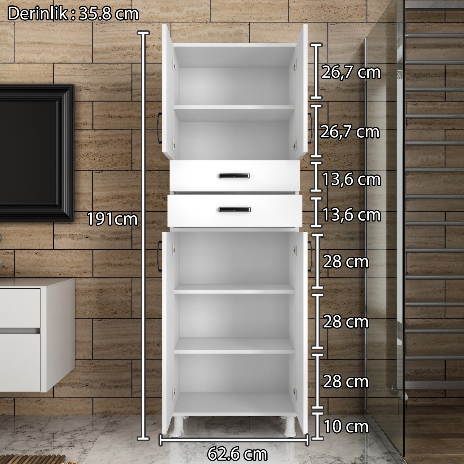 Rani F1 Çok Amaçlı Dolap 4 Kapaklı 2 Çekmeceli 5 Raflı Rani F1 Çok Amaçlı Dolap 4 Kapaklı 2 Çekmeceli 5 Raflı