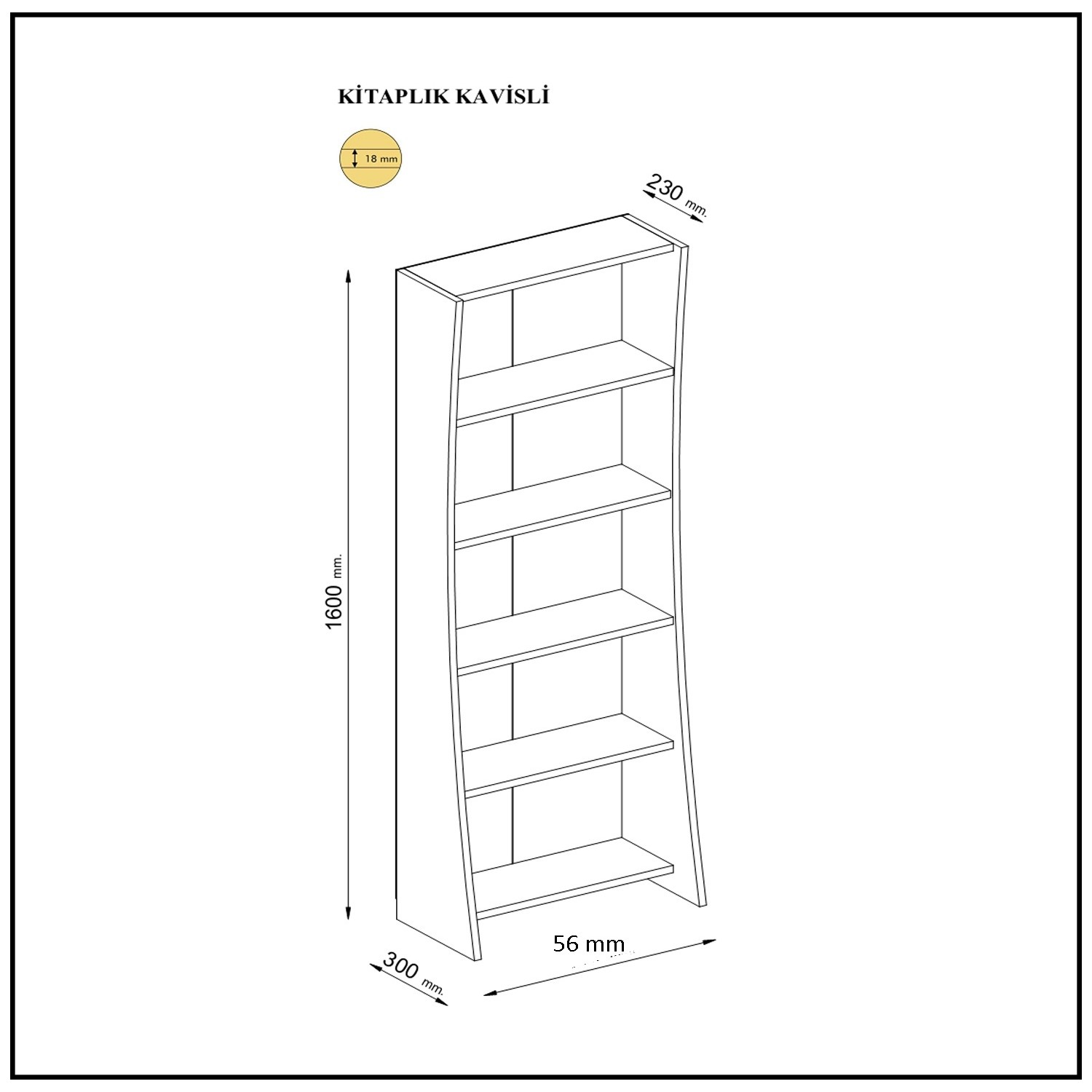 Ankara Mobilya Moons Akçaağaç 160 cm Kitaplık Fiyatı