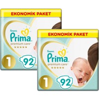 Prima Bebek Bezi Premium Care 1 Beden Yenidoğan Ekonomik Paket 92x2 184 Adet